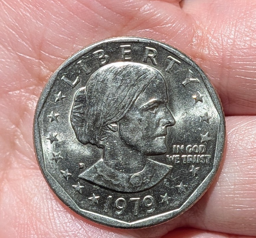 1979 D Susan B Anthony Wide Rim $ Coin Filled D Dot, E Pluribus Dot ...