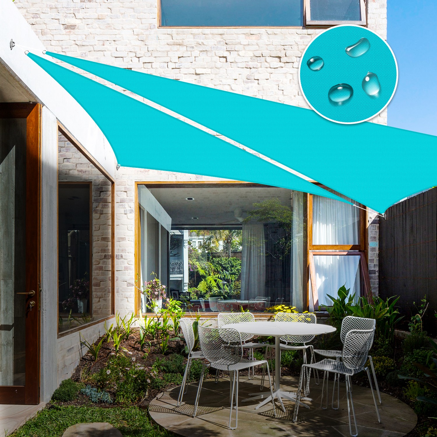 Waterproof Turquoise Right Triangle Sun Shade Sail Outdoor Canopy Awning Patio