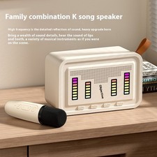 Portable karaoke audio system with ambient lighting  wireless microphone