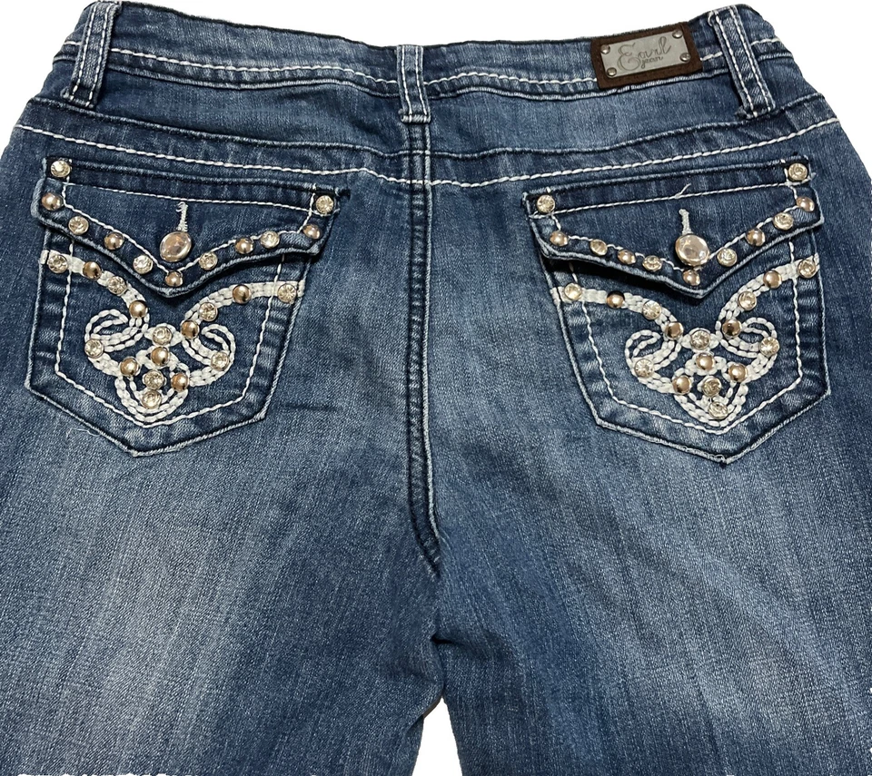 Jeans capri recortados adornados Earl Jeans para mujer talla 2P Foto 2 de 4