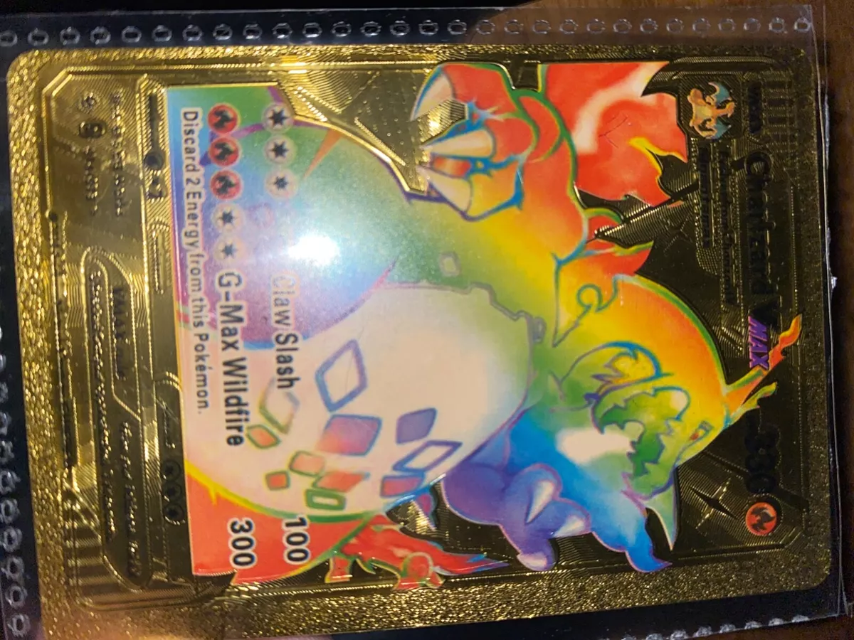 Pokemon Gold Metal Charizard Card – Radbadgergaming