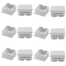 12 Pack Square Plastic Plug, Insert Tubing End Cap for Square 1 Inch White