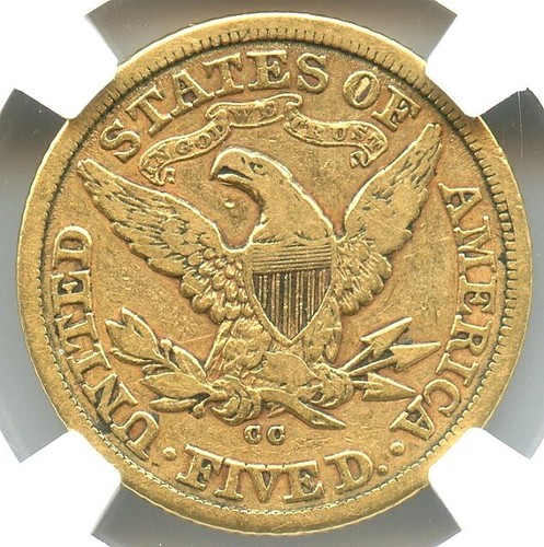 1880-CC $5 Gold Liberty Half Eagle, NGC VF-30, Nice Attractive Rare Date! - Picture 2 of 4
