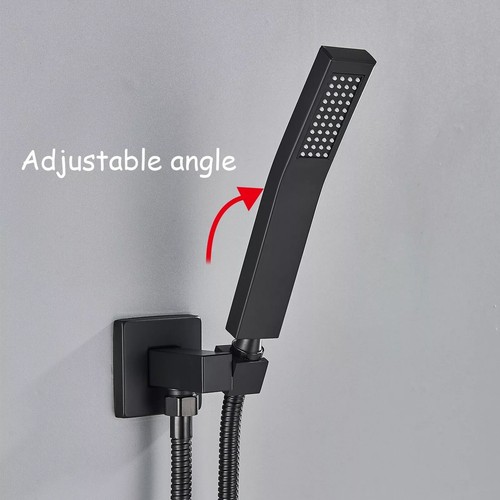 Unterputz-Duschmischer Regenfall-Duschanlage Schwarz 12“ Kurvengriff Dusche - Bild 5 von 11