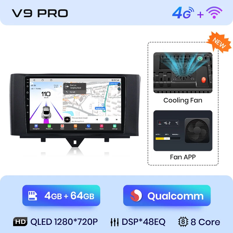 Qualcommchip CarPlay Android Autoradio GPS Navi für Smart Fortwo 451 2005-2010 - Bild 4 von 4