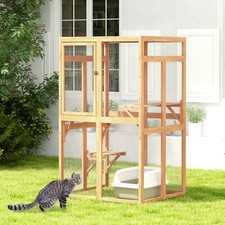 COZIWOW Outdoor Catio Cat Enclosure, Wooden Cat House Window Access