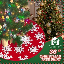 36 Inch Christmas Tree Skirt Buffalo Plaid Pattern Round Xmas Home Holiday Décor