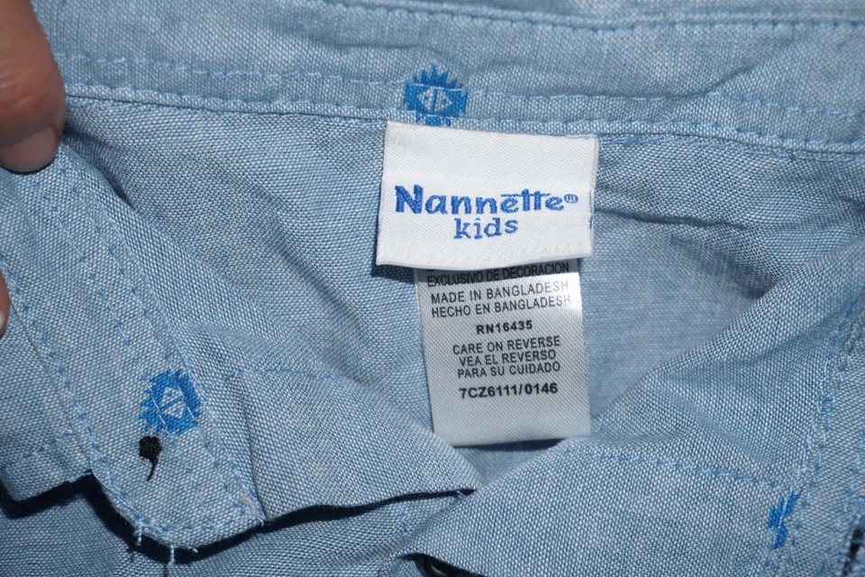 Boys Nannette Kids Long Sleeve Button Up Shirt Size 4T Blue Preowned - Image 3 of 4