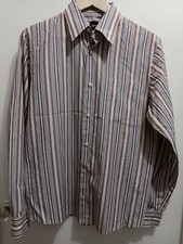 Hugo Boss Men's Long Sleeve 100 Cotton Button Up Striped Dress Shirt Size Large