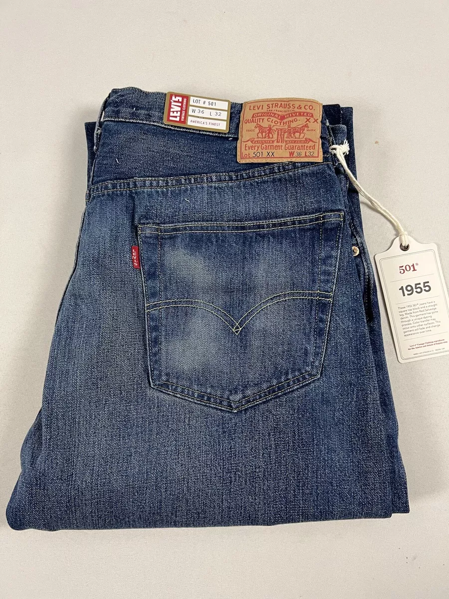 LEVIS VINTAGE CLOTHING LVC 1955 501 SELVEDGE JEANS SILENT SPRING 36X32 NWT