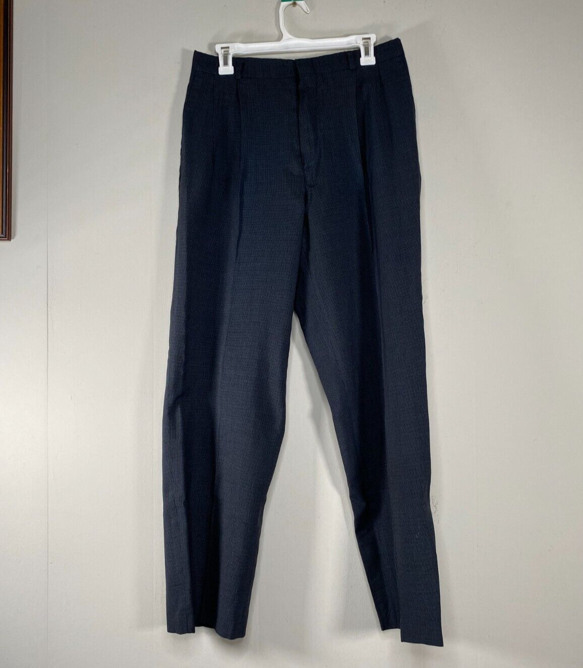 Vintage Roundtree & Yorke Wool Blend Pleated Dress Pants Men's 33 x 32 Blue VTG