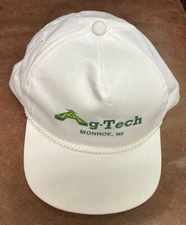Vintage Ag-tech Monroe, Wi White SnapBack Farmer Trucker Hat