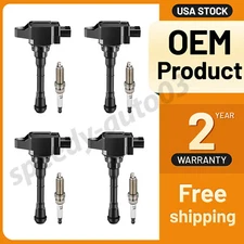 4X Ignition Bobinas & 4X Iridium Spark Plug for Nissan Juke Turbo 1.6L UF659