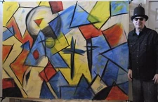 Style of￼ Pablo Picasso,Painting￼, 81” X 62” Acrylic, Abstract, POP Art, giant.￼