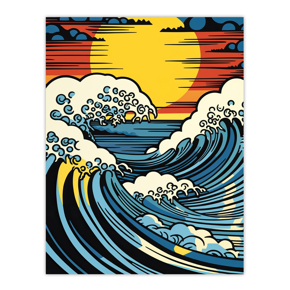 The Great Wave Modern Seascape Comic Book Pop Art Wall Art Poster