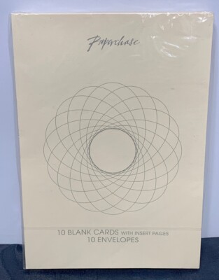10 Paperchase Notecards Insert Pages & 10 Envelopes Thank You, Invitation - New