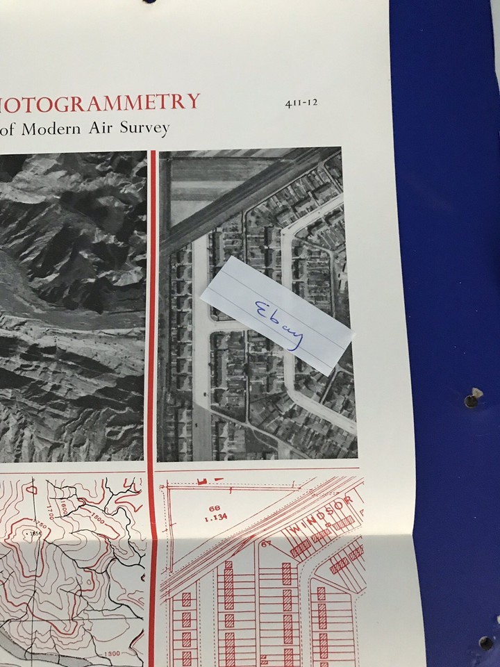 1947 Stereo Photography Example Modern Air Survey Chart 43cm x 27cm ...
