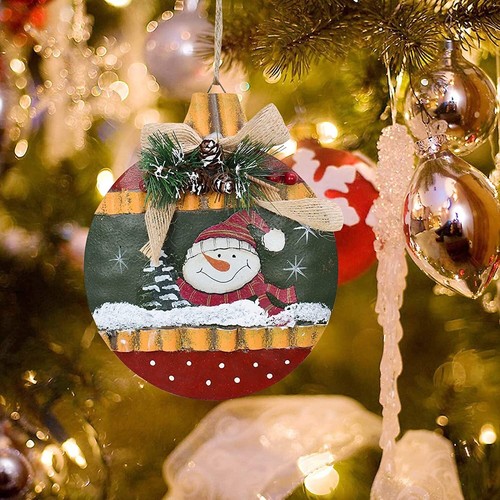 Rustic Christmas Sign Snowman Decor Wreath Christmas Hanging Sign set of 3 - Picture 6 of 7