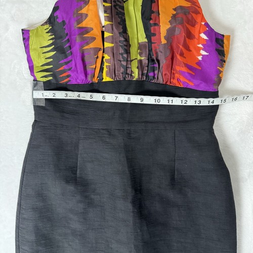 Trina Turk Silk Mock Neck Halter Dress Size 6 Sexy Party Cocktail Colorful Retro - Picture 9 of 13