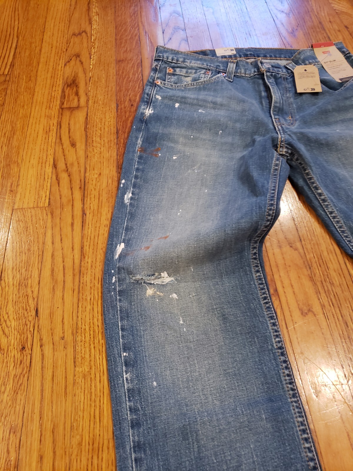 RARE 045115534 Levis 511 Jeans Slim Fit Stretch Paint Splatter Distressed 31X34 image 3