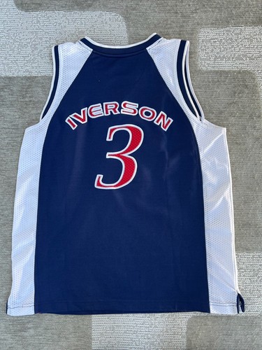 Vintage Reebok Allen Iverson “The Answer” Blue #3 Jersey HOF Basketball Workout - Picture 11 of 13