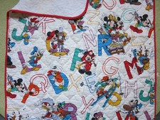 DunDee VTG Mickey Minnie Mouse ABC Quilted Crib Baby Blanket Comforter Disney EU