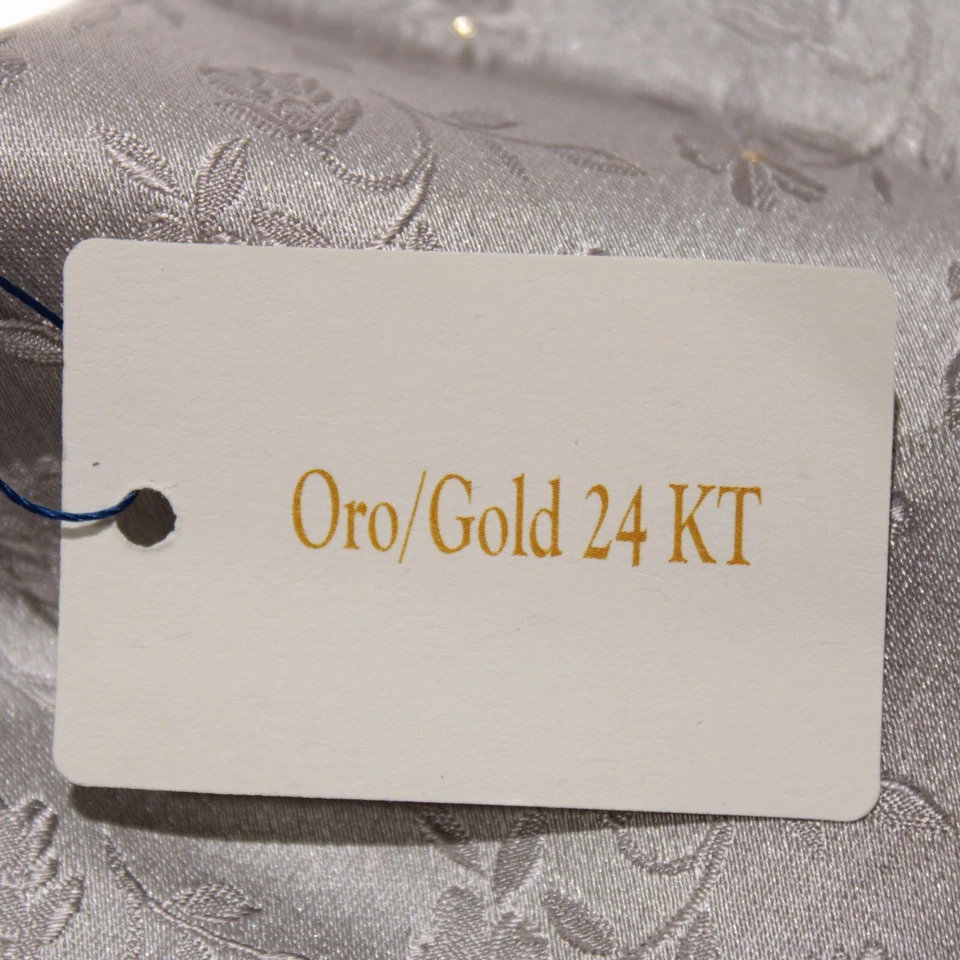 Corbata Italo Ferretti Nueva con Etiquetas en Plata Grisácea Estampado Floral Seda con Oro 24 KT Foto 4 de 4