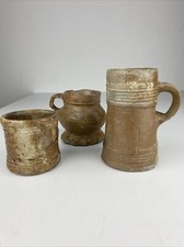 3x Antiker Krug Wein Kanne Becher Raeren Langerwehe Keramik Steinzeug 17. / 18.