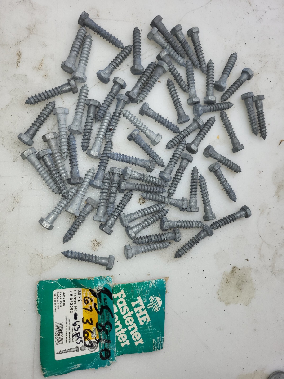 63 Hillman LAG SCREW BOLT GALVANIZED 3/8" x 2" HEX HEAD HEAVY DUTY