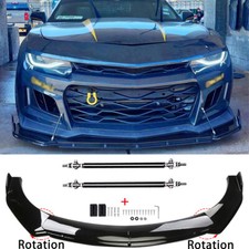 For Chevy Camaro Ss Zl1 Ls Gloss Front Bumper Lip Spoiler Splitter Strut Rods