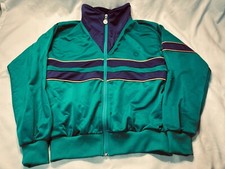 Vintage Reebok Track Jacket Mens M Full Zip Up Sport Softshell Green Purple