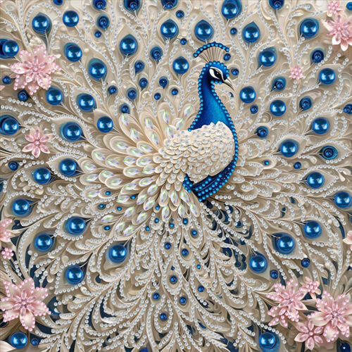 Weiße Pfau 5d DIY Partial Special geformtes Bohrendiamant -Malerei 30x30 cm - Bild 6 von 11