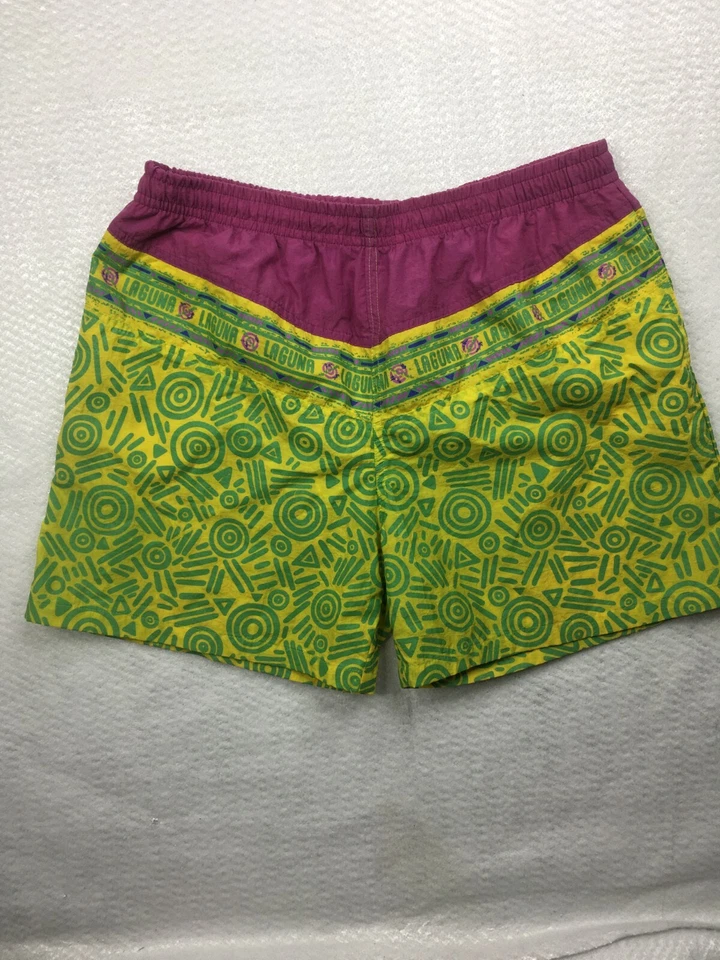 Bañador de Colección Laguna Para Hombre L 36-38 Pantalones Cortos Años 80 90 Amarillo Púrpura Verde Azul Foto 2 de 4