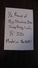 Half Pound of 18G Stainless Steel jump rings with a 1/4  I.D., Made in the USA