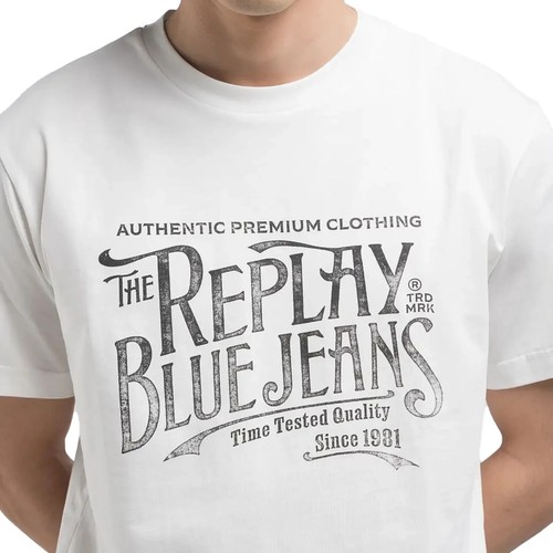 Replay T-Shirt - Mens Replay Royal Eagle Blue Jeans Chest Logo T-Shirt - BNWT - Picture 7 of 10
