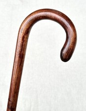 Vintage Antique Natural Wood Shaft Brass Tip Crook Handle Walking Stick Cane 36  