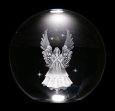 Veggente Sfera Con Bianco Angelo - 8 CM - Palla di Vetro Decorazione Altare
