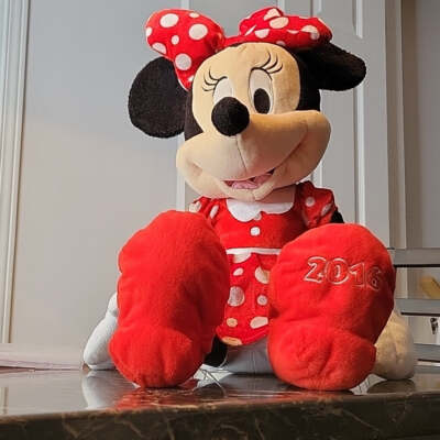 Disney Minnie Mouse Plush 2016 Red White Polka Dot Dress 20 - Main Image
