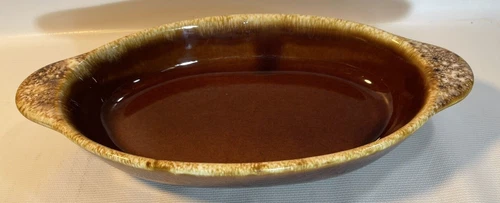 Vintage Hull Pottery Brown Drip Oval Au Gratin/Casserole Dish 10” x 5” x 2"