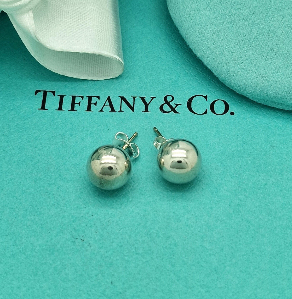 Sterling Silver Tiffany Earrings Studs Tiffany 10mm Ball Bead City