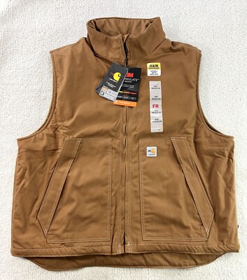 Carhartt Flame Resistant FR Rain Defender Insulated Vest Brown Mens 2XL New $225