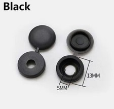 10 Black Number Plate Caps Hinged Caps Foldover Caps Plastic Screw Caps 13mm
