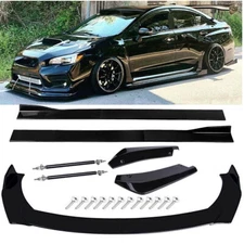 For Subaru WRX Front Bumper Spoiler Splitter Body Kit Side Skirt+ Rear Lip Rod