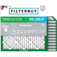 Filterbuy 20x20x1 Air Filter MERV 8 Dust Defense (12-Pack) economical