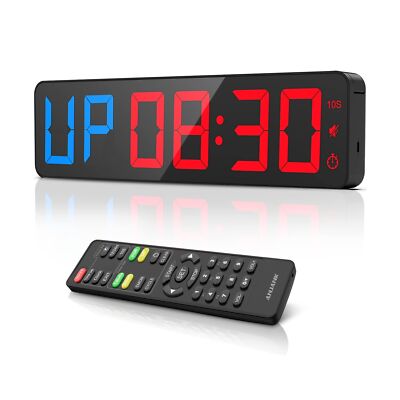 Gym Timer 15'' Large LED Display Wall Clock | Interval Workout | Count Down & ...