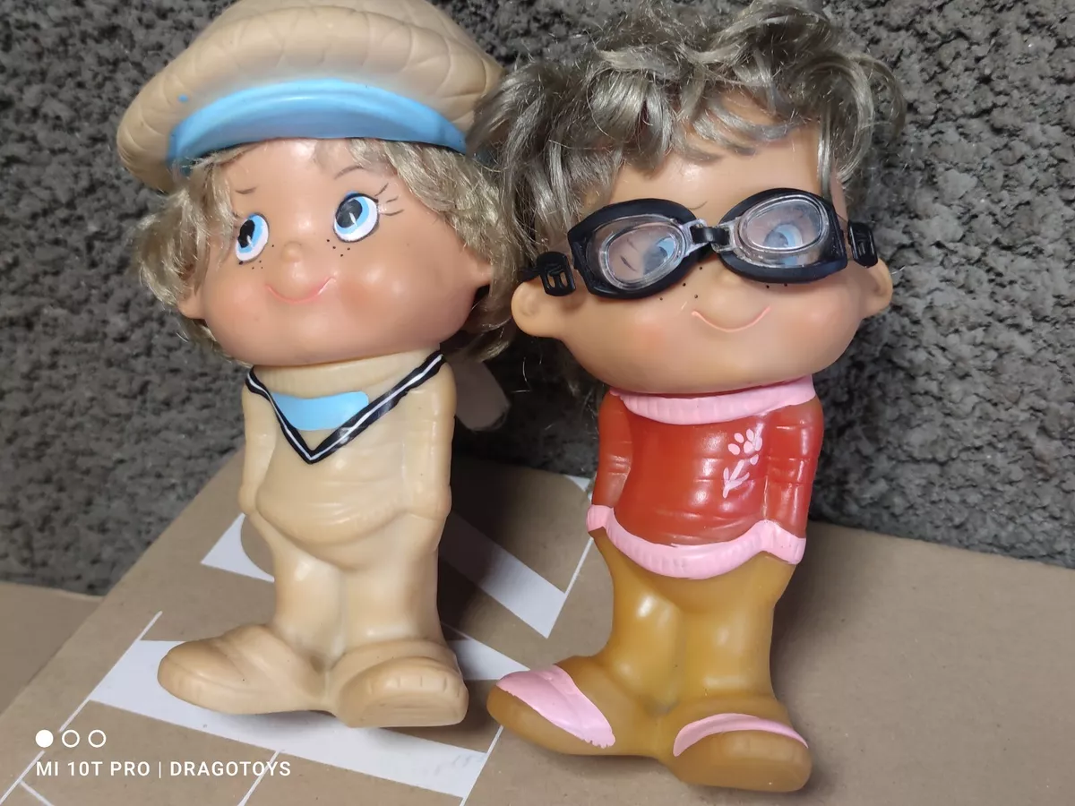 VINTAGE TOY DOLL BROTHER AND SISTER SAILORS RUBBER ROMANIA SOVIET CCCP ERA