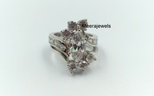Women's Engagement Ring Set With 2.50 Carat Marquise Cut Cubic Zirconia Stone