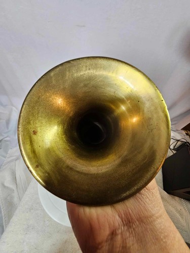 Vtg Brass U.S Regulation Bugle Horn Instrument w/ Mouthpiece Military 18"- A54 - Zdjęcie 3 z 10