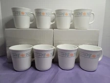 Set Of 8 CORNING Apricot Grove Cups Mugs Corelle Vintage -  Can put in micro