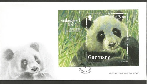 GUERNSEY 2013 GIANT PANDA MINIATURE SHEET on UNADDRESSED FIRST DAY COVER